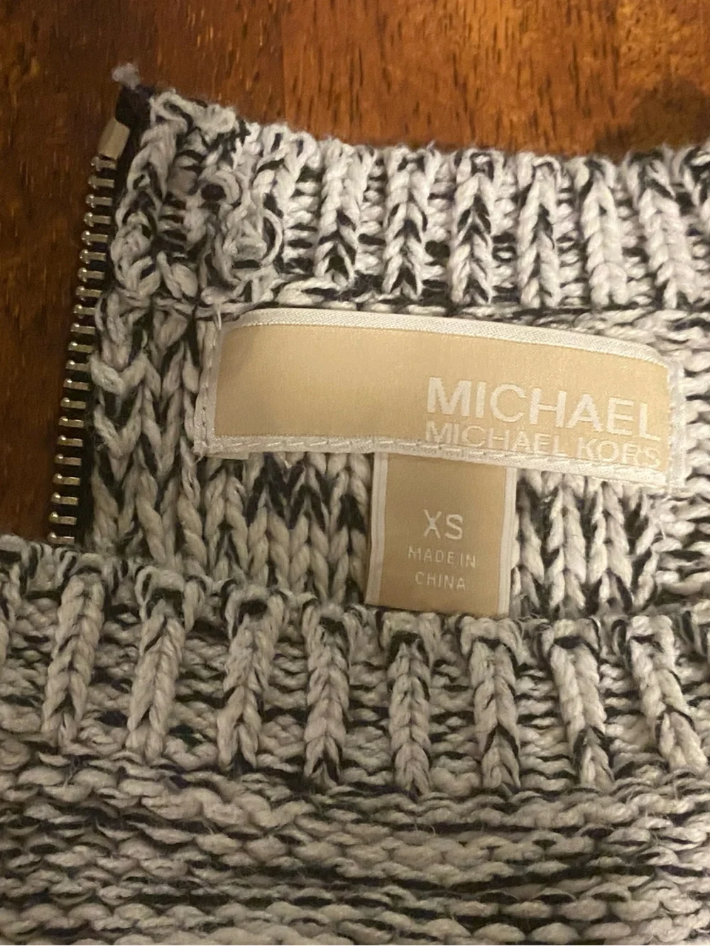 Michael Kors Black & White Marled Cable Crewneck Sweater